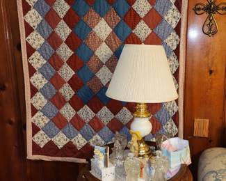 2 Tier Round Table- Quilt - Home Decor