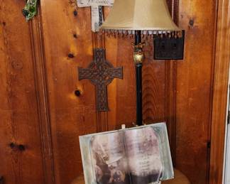 Vintage Small Round Table-'Table Lamp - Wall Cross Collection