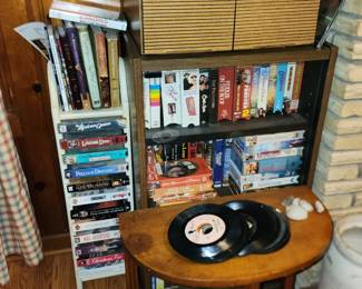 VHS Tapes - Records - Train Bookends -