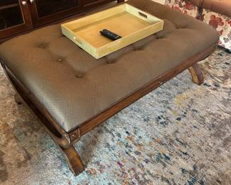 Large Ottoman/Coffee Table, Dark Wood Frame