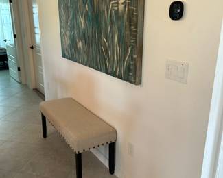 Linen Bench with Nail Head Trim