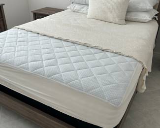 3rd Bedroom.  Queen Size Bed & Base.  Grey Toned Wood Head Board with Linen Insert. Set was purchased 6 months ago.  Like new condition