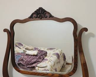 ANTIQUE DRESSER AND MIRROR $100