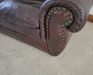 Italian leather Loveseat and matching Chair with nail head trim. $200 LOVESEAT/$150 CHAIR
