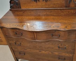 ANTIQUE DRESSER AND MIRROR $100