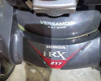 Honda HRX 217 self propelled lawn mower, self propelled, adjustable speed,  easy start mulcher & bagger-$150