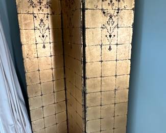 Painted three panel gold screen