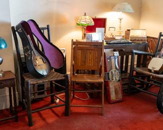 Pictured a mandolin with case