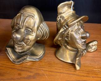 Brass Emet Kelly Clarabell Book Ends