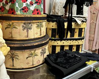 Hat Boxes of all sizes. Vintage and early 1900's clothing