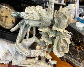 Intricately carved Chinese Soap Stone approx 13" on stand