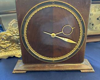 Bold Art Deco Bauhaus Wood Desk Clock - Germany.  Sometimes it works...sometimes not