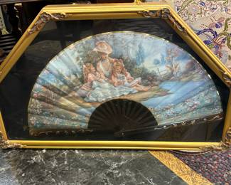 "Summer Outing" Fan in Shadow Box by Sandra Kuck 30"X19"