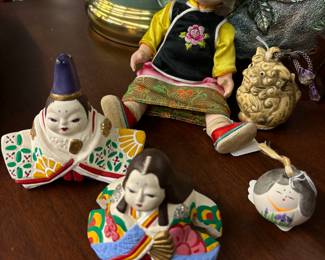 Japanese Bells and Doll. Foo Dog Bell