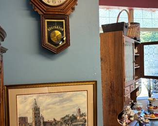 New Haven USA Regulator Wall Clock w Key and Pendant - works - beautiful condition