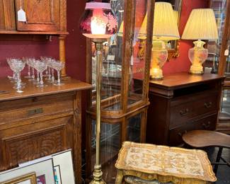 Victorian Style Cran Purple Shade with Chimney Floor Lamp