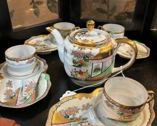 Oriental Snack and Tea Set  - Tea Pot and 4 sets - beautiful