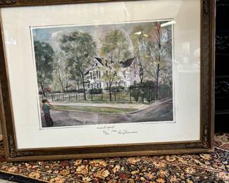 Water Color by Frank Steinman.  Gift from President Harry Truman. 1962 Signed.  Signature has not been authenticated. More information on back of print available. Frame and print as found.  