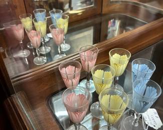 Wonderful hand painted vintage parfait glasses