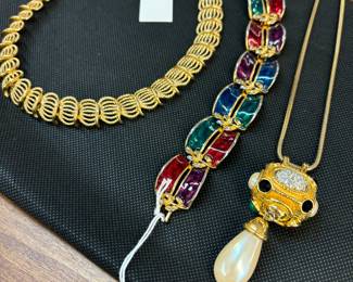 India Pendant. Trifari Choker Necklace, Crown PD Bracelet
