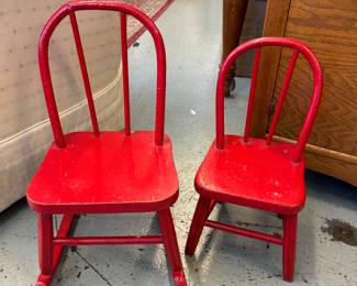 2 Childs Bentwood Chairs - 1 rocking chair, one side chair