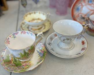 Tea Cup and Saucer Collection - Stafford, England "Bouquet", Germany, Royal Albert "Kentish Rockery", Stanley, R.S. Prussia