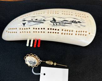 Scrimshaw Cribbage. Scrimshaw Stick Pin
