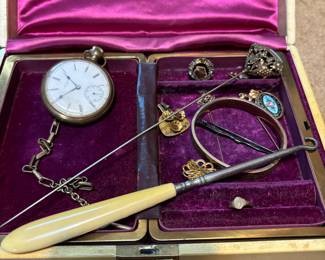 Pocket Watch, Boot Hook, Hat Pin, Pendant, Ring Tacks