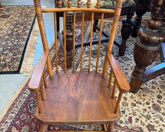 Spool ladder back childs oak rocking chair