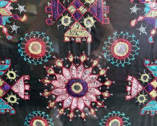Vintage India Textile - framed - hand done