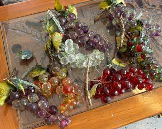 Lucite Vintage Grapes with wrapped Stems and leaves