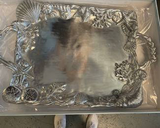 Belaverra Silver Shell Pattern Handled Tray