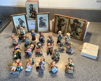 Very nice collection of ornaments, plus pr of pictures, and music box