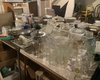 Glass sets, Tupperware, bakeware