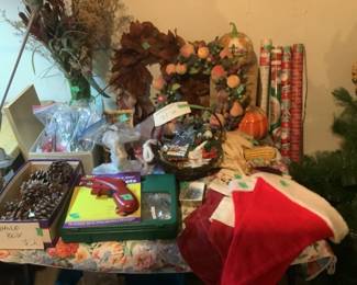 Christmas paper, bags, ornaments, florals