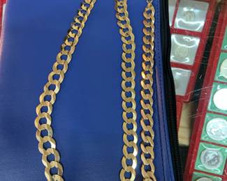 24 inch 10kt gold necklace, 14kt gold bracelet