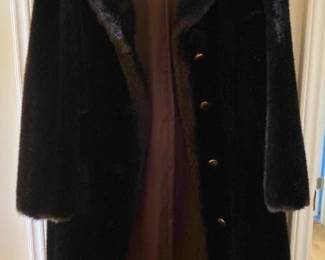 Vintage 50s Thalhimers Womens L Union Made Black Fur Evening Coat Grandella 