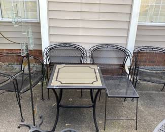  07 Porch Essentials Metal Chairs, Side Tables  Bohemian Wind chime 