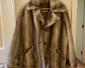Vintage 90s Dennis Basso Womens L Reversible Faux Fur  Suede Coat 