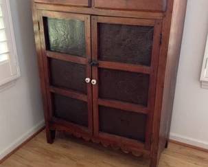  01 Vintage Pie Safe with Two Drawers and Punched Tin Panels