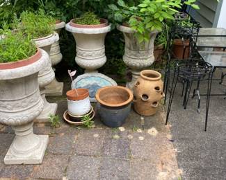 Planter Assortment Faux Concrete Planters, Glass Planter Tables  More 