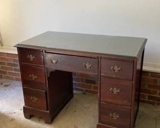 Vintage Fixer Upper Glass Top Drawer Desk 