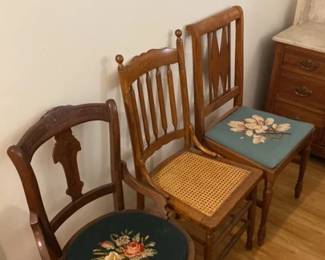 Set Of Three Assorted Style Pattern Chairs 