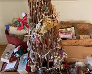 Huge Christmas Mystery Lot Gift Bags, Ornaments, Tree  More 