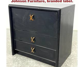 Lot 1076 Black Paul Frankl Nightstand for Johnson Furniture, branded label.