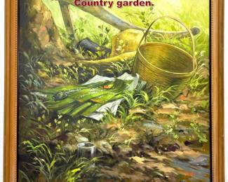 Lot 936 F. Gonzalez Painting on Canvas. Country garden.