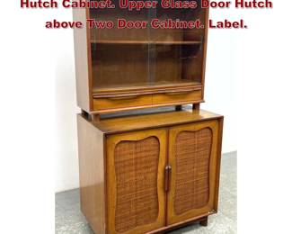 Lot 844 HICKORY FURNITURE Mahogany Hutch Cabinet. Upper Glass Door Hutch above Two Door Cabinet. Label. 