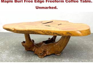 Lot 634 Arnolds Miezis Studio Woodworker Maple Burl Free Edge Freeform Coffee Table. Unmarked.