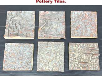 Lot 781 Set 6 Heavy Relief Carved Pottery Tiles. 