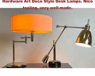 Lot 1120 2pcs Table Lamps. Restoration Hardware Art Deco Style Desk Lamps. Nice tooling, very wellmade.